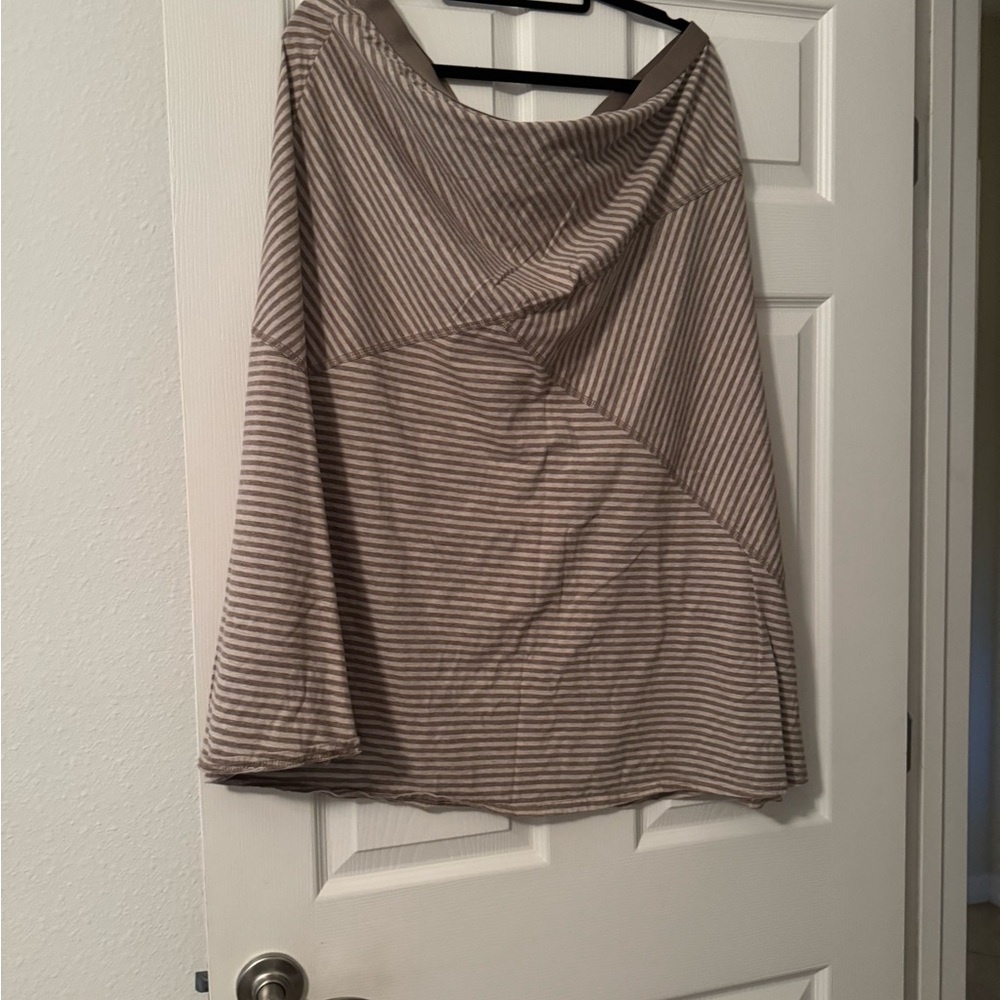 J. Jill Beige Striped Midi Skirt